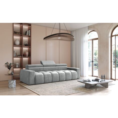 Bigsofa Couchgarnitur DARCY Megasofa in Stoff Salvador Hellgrau