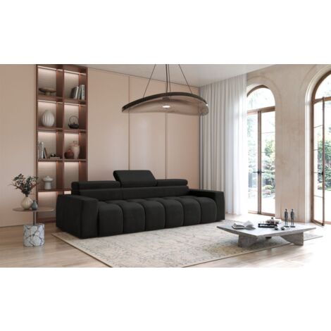 Bigsofa Couchgarnitur DARCY Megasofa in Stoff Salvador Schwarz