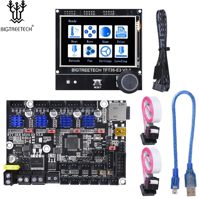 

BIGTREETECH SKR MINI E3 V2.0 Placa de control Placa base de 32 bits y kit de pantalla tactil TFT35 E3 V3.0 Integra TMC2209 con cable Piezas de