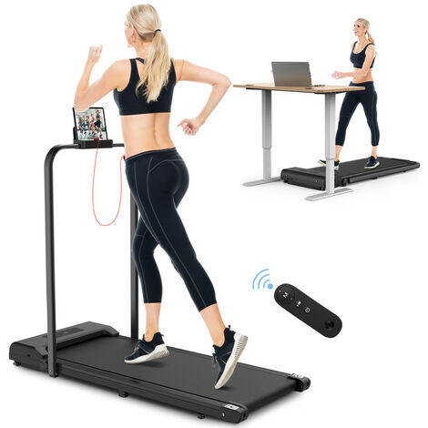 Bigzzia – Tapis de marche pliable 2 en 1 – Vitesse réglable 1-10 km/h – Écran LCD – Accoudoir pliable – Moteur silencieux 2,0 HP