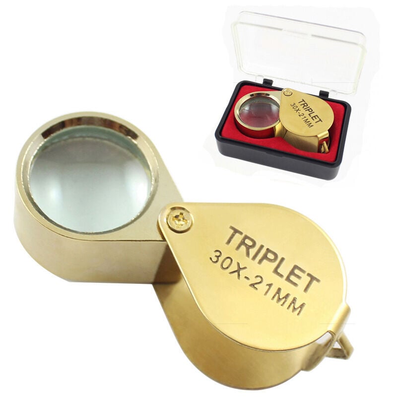 Bijoutier Eye Loupe Verre loupe 30x Loupe avec Boîtier 30x Loupe de Poche Pliable en Verre Loupe Botaniste Loupe Bijoutier 30X Loupe de Poche pour