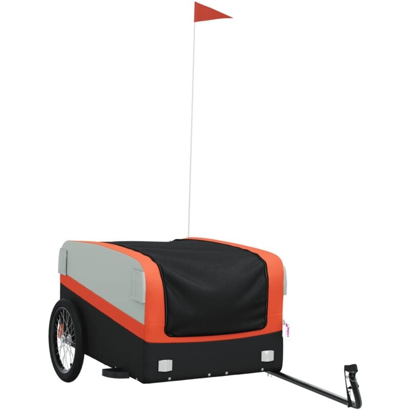 Bike Trailer Black and Orange 45 kg Iron vidaXL