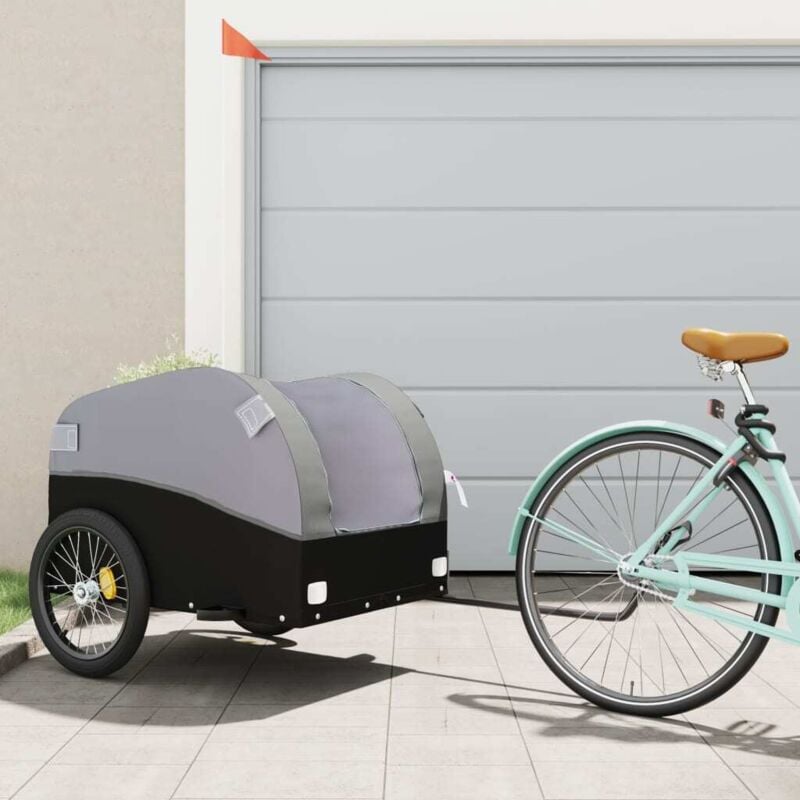 Bike Trailer Black and Grey 45 kg Iron vidaXL