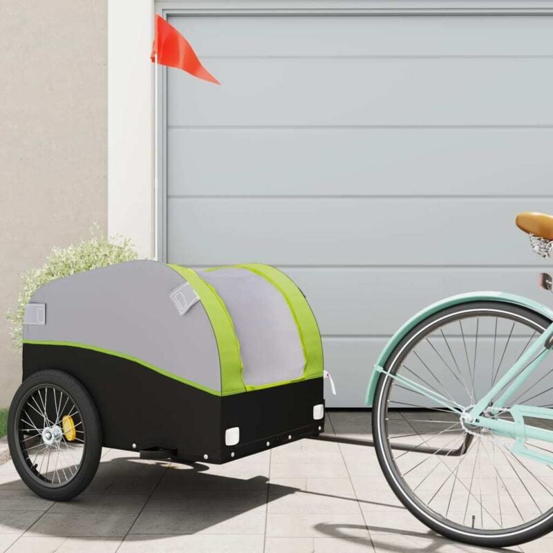 Bike Trailer Black and Green 45 kg Iron Vidaxl