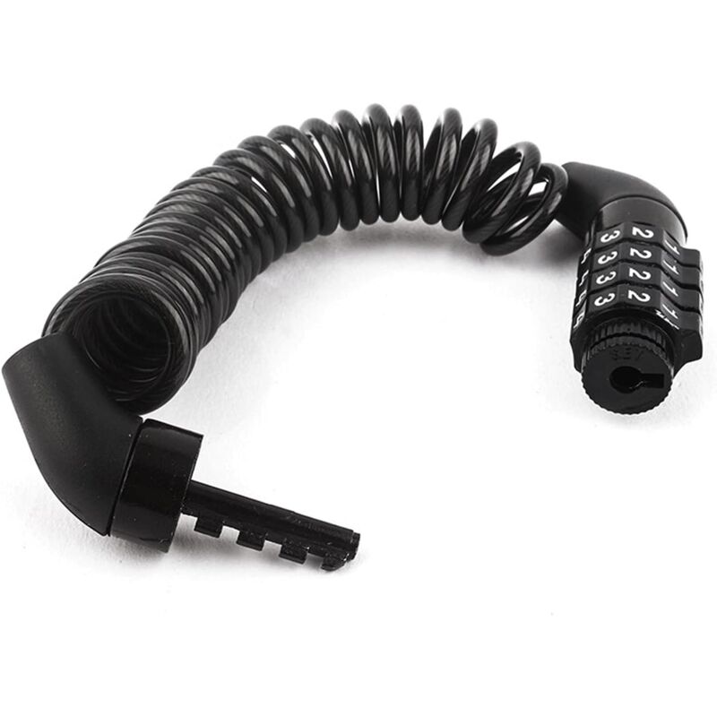 Versaillesfr - Anti-theft bicycle lock cable with 4-digit smart code and bicycle holder, 150 cm long for bicycle/scooter/bicycle gate/helmet, black