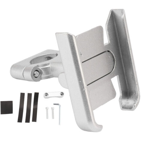 Bike Phone Mount Aluminum Alloy Silicone Pad Rotatable Impact Resistant Bike Cell Phone Holder for 4 to 7 Inch Device Silver