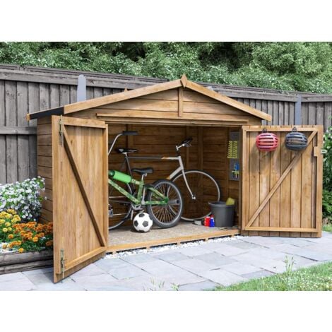 Bike Shed Ariane 2m x 1m - Outdoor Fully Pressure Treated Timber Garden Bicycle Storage With Roof Felt 