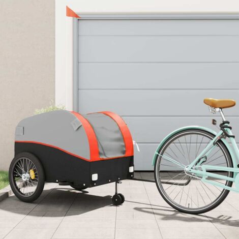 Bike Trailer Black and Orange 45 kg Iron vidaXL