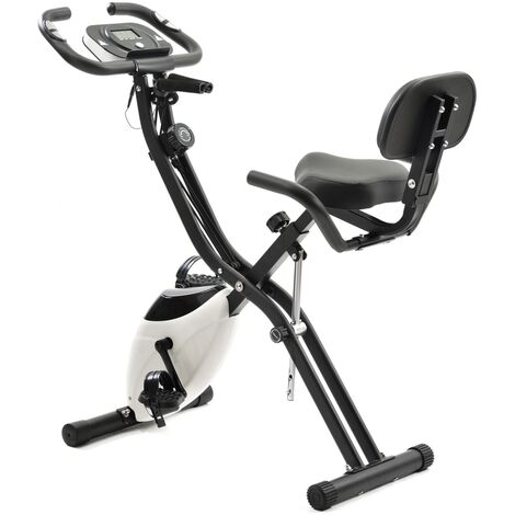Bike X, vélo de fitness pliable magnétique, entraîneur à domicile pour le cyclisme intérieur à cardio avec des trais compromis et des sangles d'expander Blanc