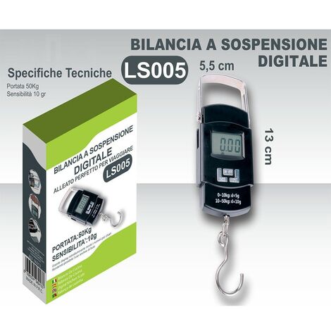Bilancia a sospensione con gancio per pesare valigie trolley da viaggio alimenti piccola pratica fino a 50kg