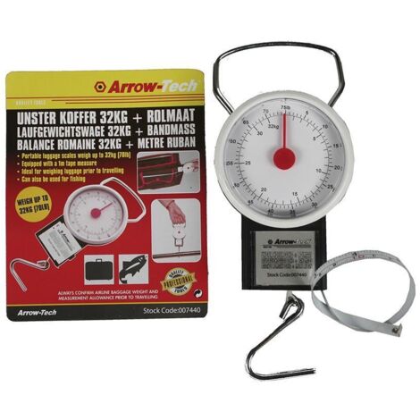 Bilancia analogica classica con gancio e metro a nastro. Peso massimo. 32 kg