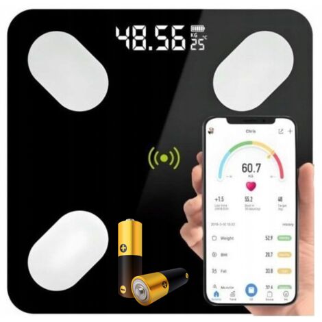 Bilancia da bagno intelligente analitica Bluetooth nera