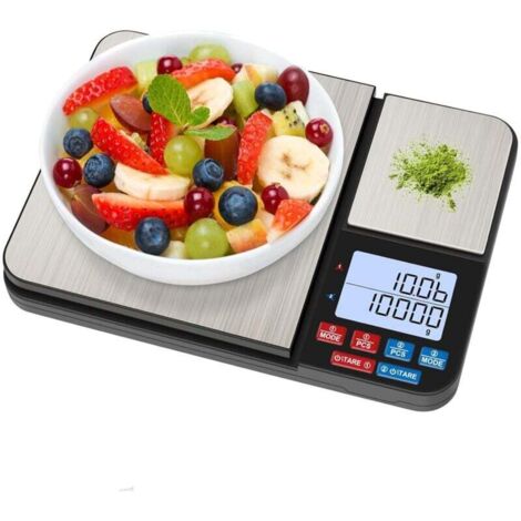 Bilancia da cucina a doppia piattaforma, bilancia alimentare ad alta precisione [10 kg/1 g] con schermo LCD
