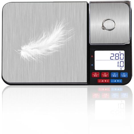 Bilancia da cucina digitale [5 kg/0,01 g], bilancia di alta precisione con display LCD, funzioni tara e PCS, bilancia per alimenti in acciaio inossidabile.