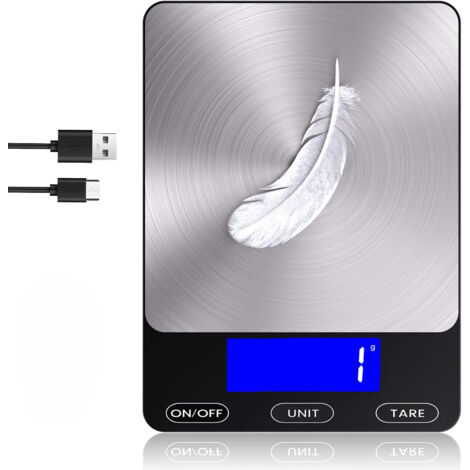 Bilancia da cucina digitale, adatta per alimenti in once (circa 15 kg), ricaricabile.