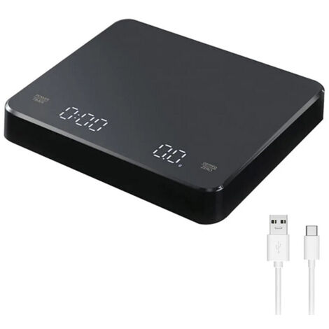 Bilancia da cucina digitale con timer, display a LED, porta USB, capacità massima 3 kg.