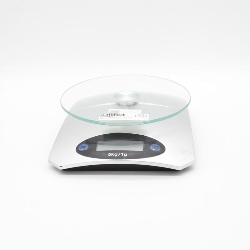 Image of Bilancia da cucina digitale grigio argento, bilancia di precisione 20x15 cm con bilancia in vetro