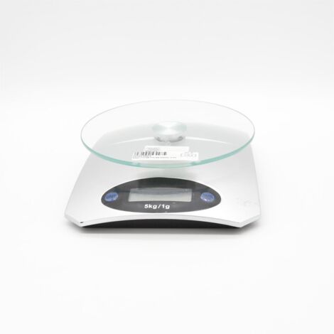 Bilancia da cucina digitale grigio argento, bilancia di precisione 20x15 cm con bilancia in vetro
