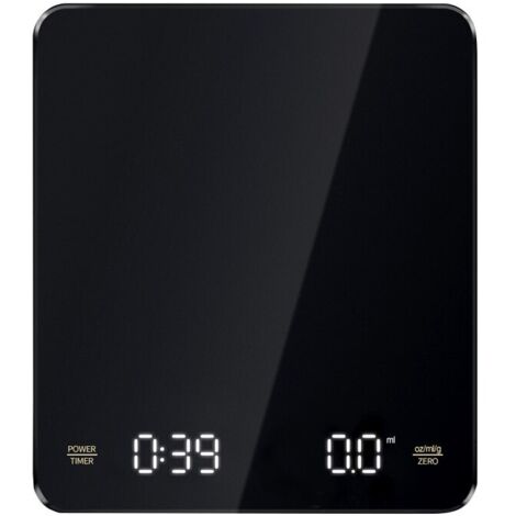Bilancia da cucina elettronica, 3 kg/0,1 g (chilogrammo), ricaricabile tramite USB, display LCD, nera