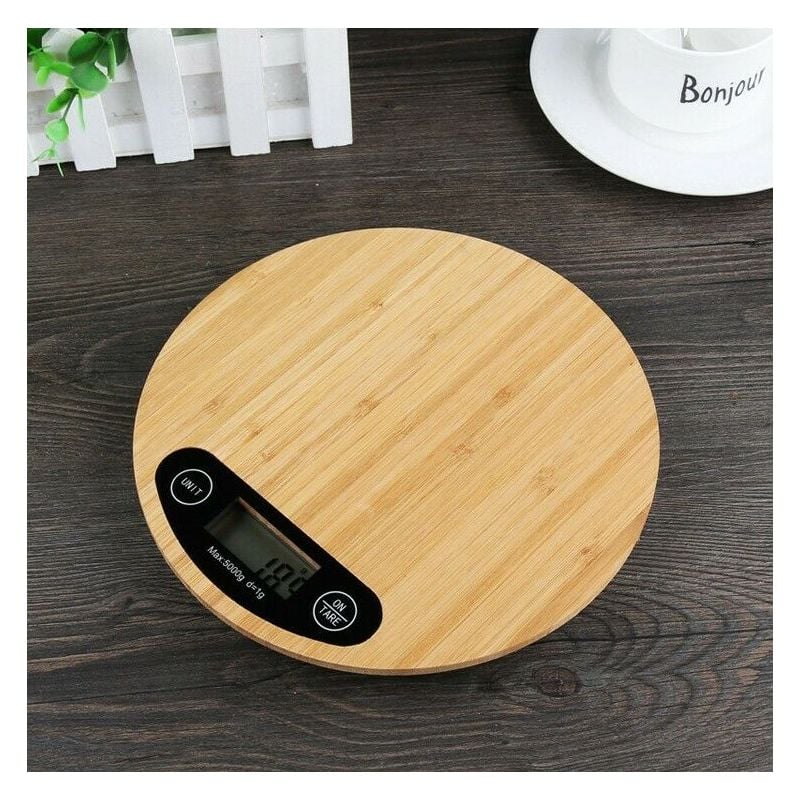 Image of Bilancia da cucina elettronica in legno 5 kg bambù