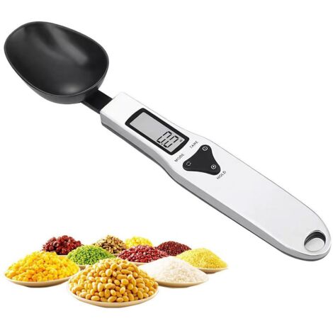 Bilancia da cucina elettronica multifunzione con cucchiaio dosatore – cucchiaio dosatore con funzione di conversione unità – precisione 0,1 grammi – nera