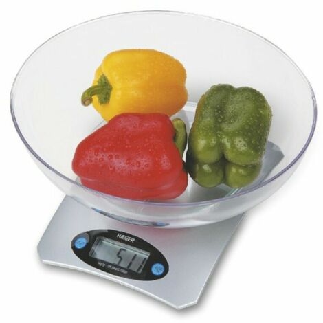 Bilancia da cucina haeger santini - fino a 5000g - precisione 1g - LCD facile da visualizzare - funzione tara - piatto di misurazione in vetro