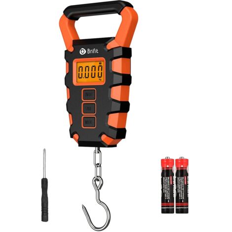 Bilancia da pesca digitale, bilancia elettronica per bagagli da 50 kg con righello, gancio per appendere la posta da pesca con metro a nastro, schermo LCD retroilluminato (batterie incluse)