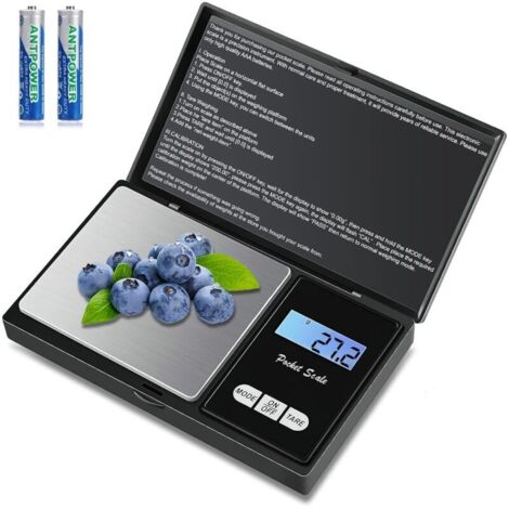 Bilancia di precisione 1000 g/0,1 g, bilancia tascabile con display LCD retroilluminato, piccola bilancia da gioielliere, bilancia da cucina ad alta precisione, bilancia digitale con funzione tara (7 