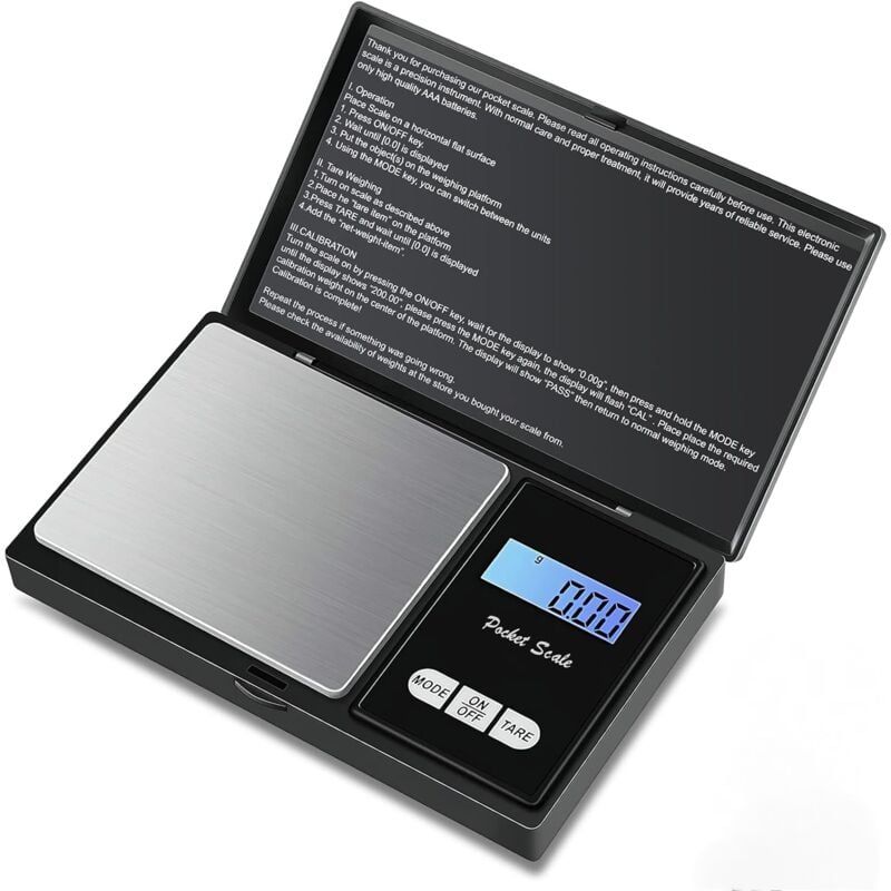 Image of Bilancia di precisione 500g/0,01g, bilancia tascabile con display LCD retroilluminato (7 unità) - piccola bilancia per gioielli, bilancia da cucina