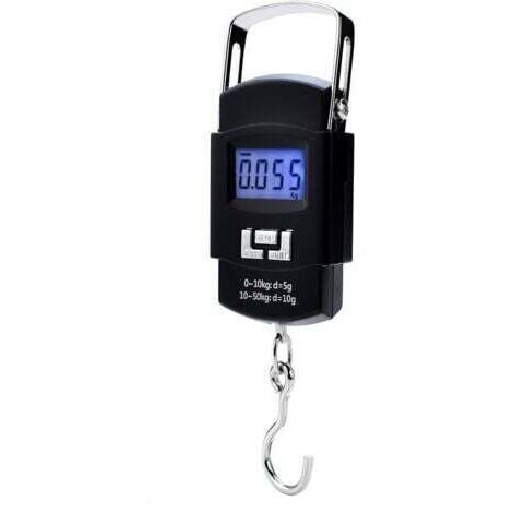 Bilancia digitale a gancio per bagagli da 50 kg/110 lb, bilancia elettronica di precisione per bagagli da viaggio, cucina, caccia e pesca, nera