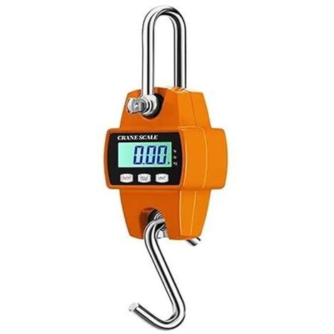 Bilancia digitale a gru, corpo in alluminio pressofuso, mini bilancia portatile da 300 kg con gancio, ideale per attività all'aperto come agricoltura, caccia e pesca (300 kg arancione). Batterie non i