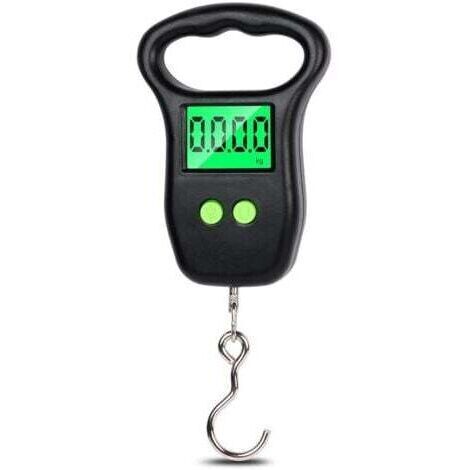 Bilancia digitale da appendere da 50 kg, bilancia per bagagli, analogica, con gancio, bilancia da pesca ad alta precisione con schermo LCD e funzione tara a un pulsante, bilancia portatile per bagagli