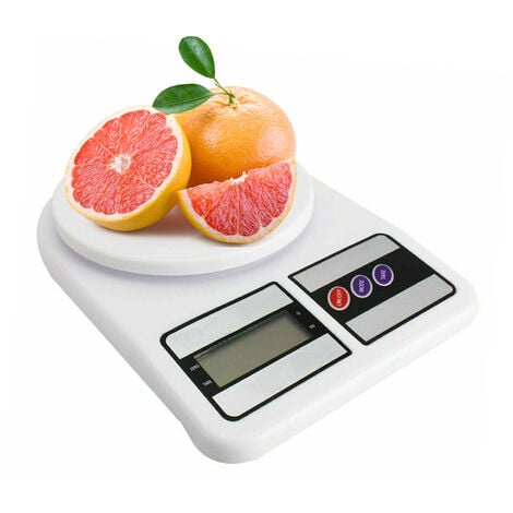Bilancia Digitale da Cucina Elettronica Tara 1g a 10kg Bianca Display LCD