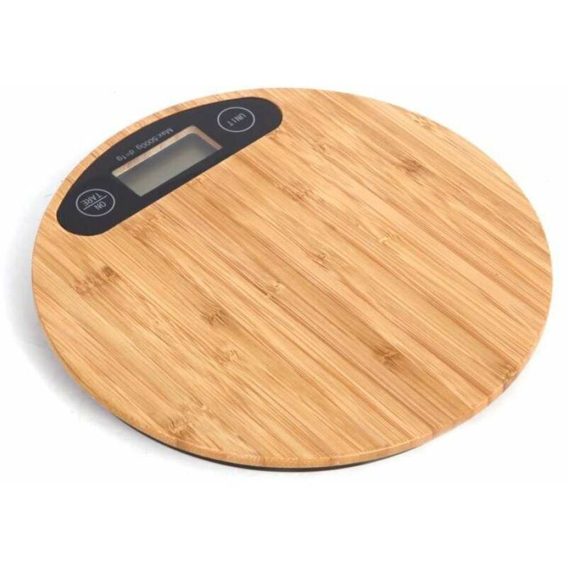 Bilancia digitale lcd piatto ripiano in legno forma tonda 5 kg da 1GR a 5KG