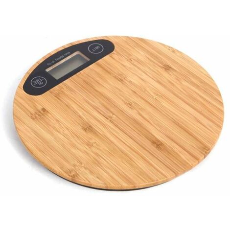 BILANCIA DIGITALE LCD PIATTO RIPIANO IN LEGNO FORMA TONDA 5 KG DA 1GR A 5KG