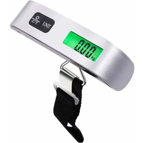Bilancia digitale per bagagli, bilancia per bagagli, bilancia da bagno sospesa con sensore di temperatura e funzione tara, bilancia per bagagli per viaggi all'aperto e uso domestico, 50 kg / 110 libbr