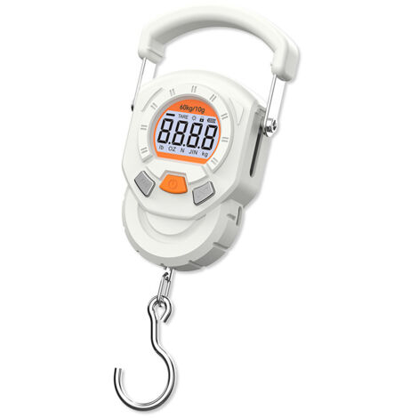 Bilancia digitale portatile per bagagli, capacità 60 kg/132 lb, precisione 10 g, doppia alimentazione (ricaricabile e a batterie opzionali), con display LCD e interruttore acustico, ideale per viaggi,