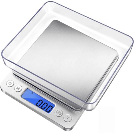 Bilancia digitale precisa al grammo (0,01 g), mini bilancia da gioielliere da 500 g, mini bilancia da cucina per pesare spezie, polveri, oro e monete - peso in grammi e once (con cavo di ricarica)