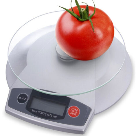 Bilancia elettronica di precisione da cucina con display LCD, portata 5 kg.