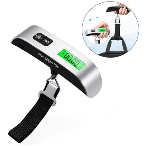 Bilancia elettronica per bagagli, bilancia portatile da viaggio, funzione di misurazione della temperatura, funzione tara MAX 50 kg/110 libbre per viaggi, OUYLAF