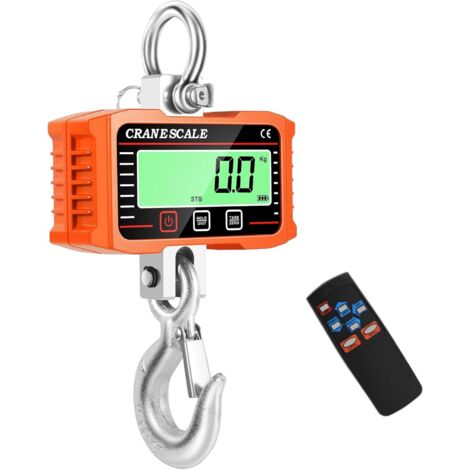 Bilancia elettronica sospesa da 2000 kg, bilancia digitale industriale per gru con telecomando e schermo LCD, cella di carico dinamica elettronica ad alta precisione, arancione