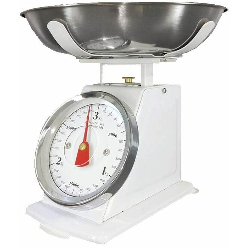 Image of Cosedacasa - Bilancia meccanica da cucina nera rossa bianca per pesare cibi pietanze alimenti - colorigenerali: blu