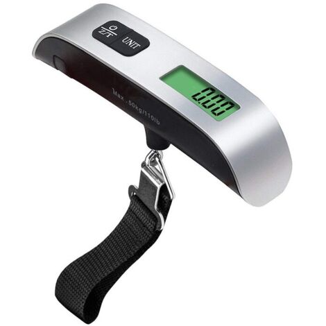 Bilancia per bagagli, portatile, LCD, digitale, 50 kg, argento/nero