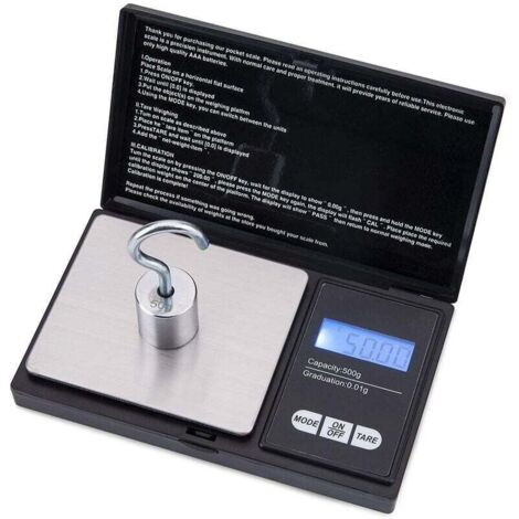 Bilancia per gioielli KZQ, minimo 0,01 g, massimo 500 g, display digitale LCD, professionale, portatile, nera