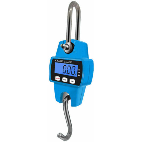 Bilancia sospesa, bilancia a gru, mini bilancia elettronica digitale LCD sospesa, capacità 300 kg con gancio (blu)