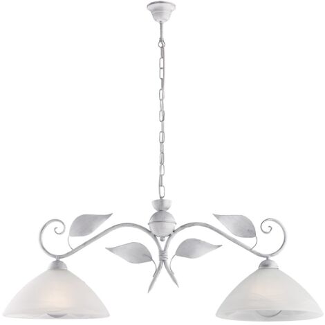 Bilanciere Classico Esse 2 Luci Ferro Battuto E Vetro Bianco E Argento