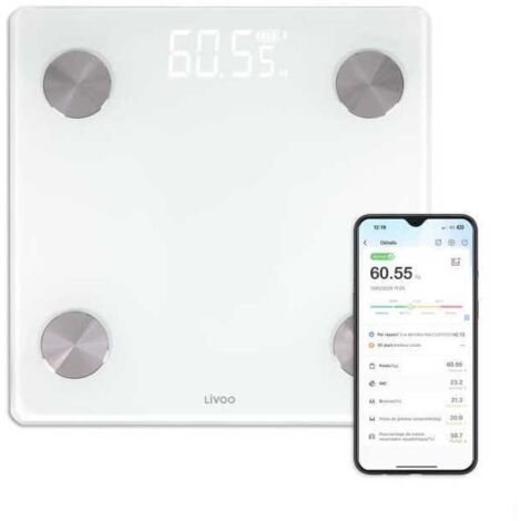 BILANCIERE IMPEDENZIOMETRO Livoo DOM528W 17 indicatori 180 kg Bianco