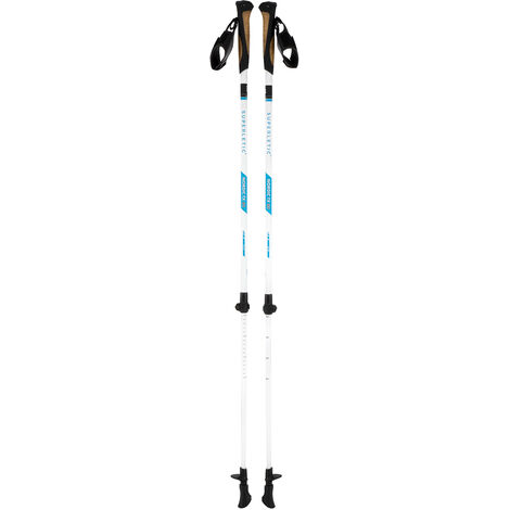 Bilbao TX Essential , bâtons de randonnée Nordic Walking, 10% de carbone, 100 à 130 cm, poignées en liège - Bleu / blanc - Bleu / blanc