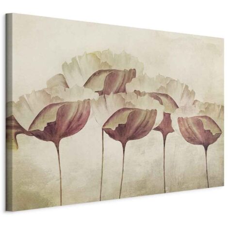 Bild – Blumen in Beige (1-teilig) breit