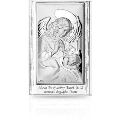 Bild eines Schutzengels, Silber, modern, mit Gaffer, 9x13,5  Größe: 9x13,5cm  Artikelnummer: VL826/3